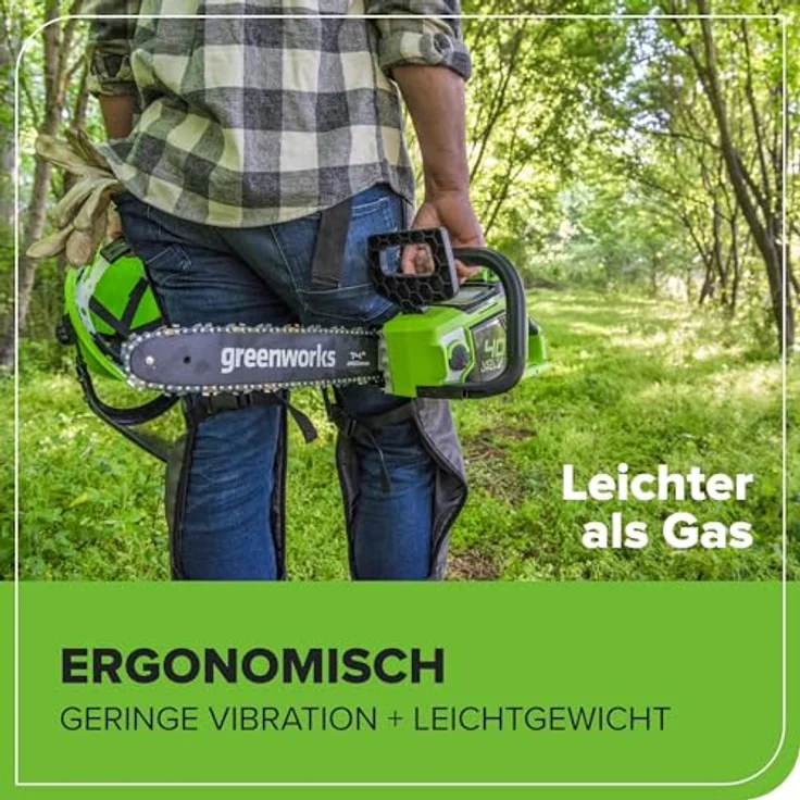 Greenworks Akku-Kettensäge GD40CS15K2x Li-Ion 40V 12 m s Kettengeschwindigkeit 35cm Schwertlänge 180 – Bild 6