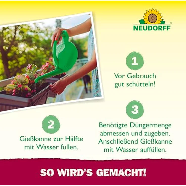 Neudorff Azet BalkonpflanzenDünger 1L, 100 % organischer und veganer Flüssigdünger für üppige Balkonkästen und Kübel, mit praktischem Dosierbecher – Bild 5
