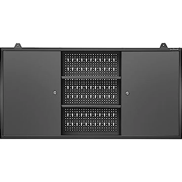Jan Nowak Hängeschrank Ben, Wandmontierbarer Werkzeugschrank aus Stahlblech, 60 x 120 x 20 cm, Schwarz – Bild 5