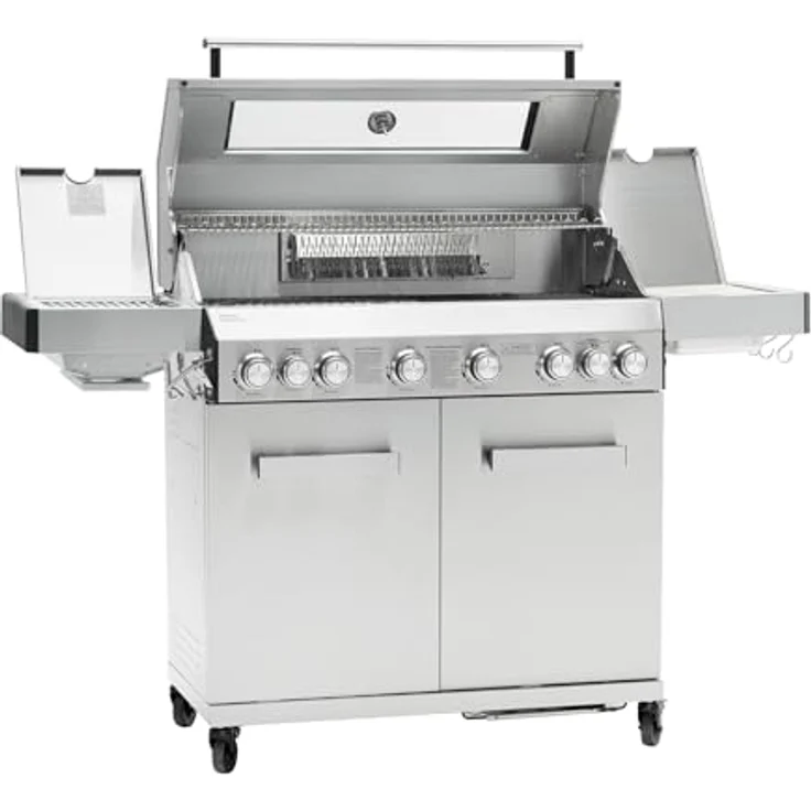 TAINO PLATINUM YAMARA 6+2 Gasgrill Set Edelstahl 6 Brenner Keramik Sear-Burner Keramik Backburner Piezo-Zündung Abdeckhaube – Bild 3