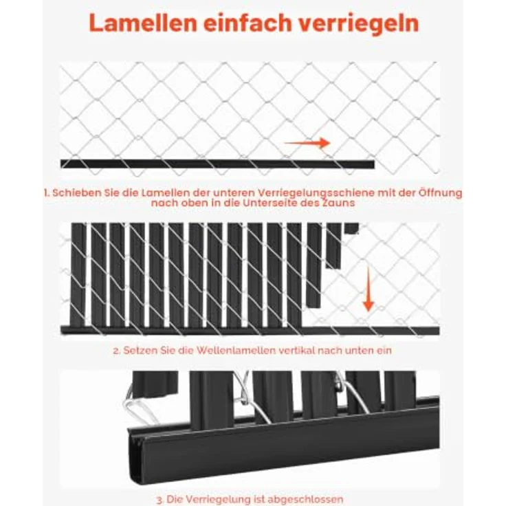 VEVOR Sichtschutzlamellen 1740 mm, doppelwandige vertikale Lamellen aus HDPE mit Bodenverriegelung, schwarz – Bild 6