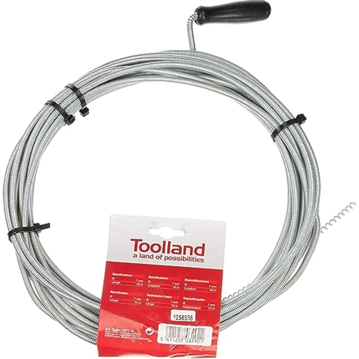 Hand Tools Toolland 1911-10 Reinigungsspirale Für Abflussrohre, 7 mm Durchmesser, 10 m Länge, 1er pack – Bild 5