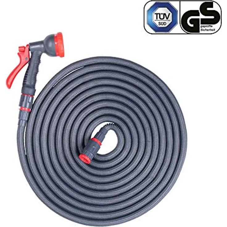 Steuber Flexibler Gartenschlauch Platinum GREY mit 8 Sprühkopf-Funktionen, 16,5m, Süd Siegel, m. Adapter & Verbindungsstück, beliebig erweiterbar – Bild 2