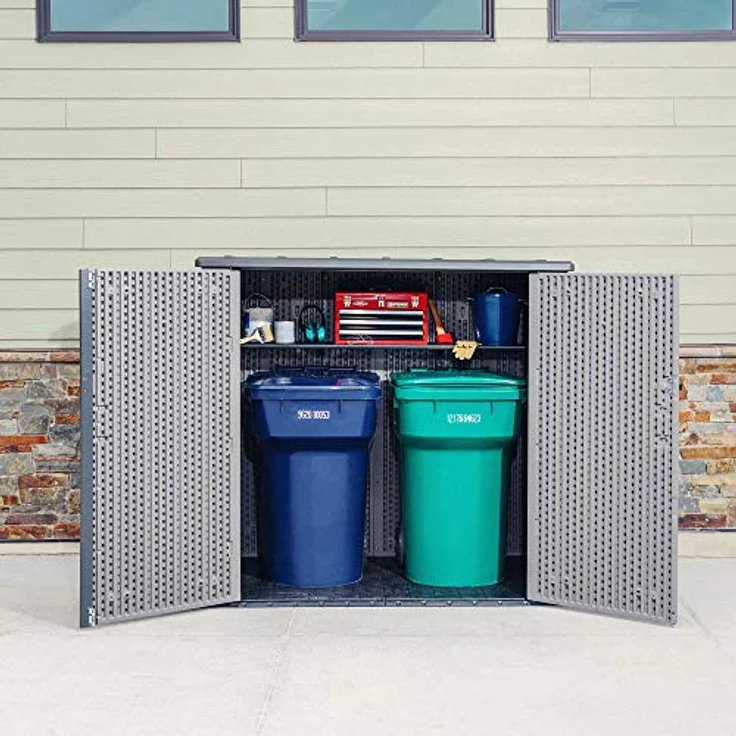 Lifetime Gartenschrank & Geräteschrank | 111x192x176 cm Grau Kunststoff | Aufbewahrungsbox für Gartenutensilien – Bild 5