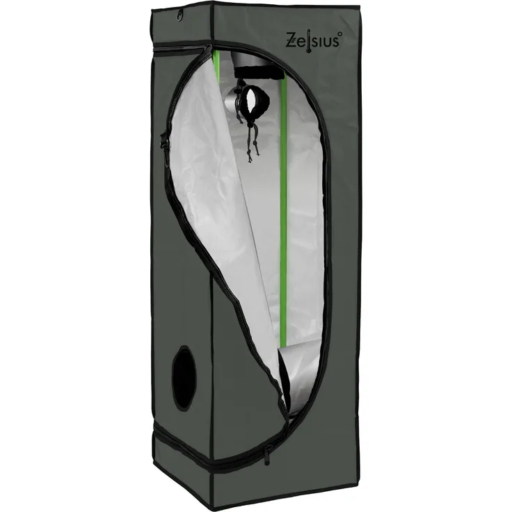 Zelsius Gewächshaus Grow Tent 40 x 40 x 160 cm grau/schwarz Pflanzenzucht Indoor, hochreflektierend, 95% Lichtreflektion