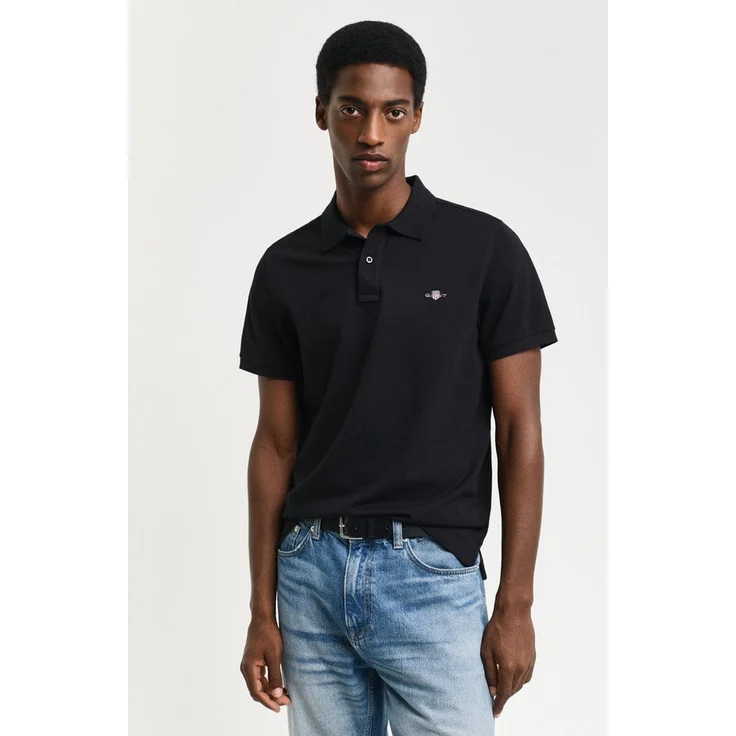 Gant Poloshirt REG SHIELD SS PIQUE POLO mit Logo und Flachstrickkragen 100% Baumwolle Pique, vielseitiges Shirt in Blau – Bild 1