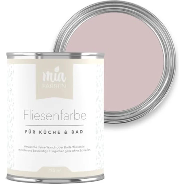 miafarben Fliesenfarbe ohne Schleifen, hochdeckender Fliesenlack für Wand & Boden, matt, wasserbasiert, blasses Rosengrau, 5L – Bild 1