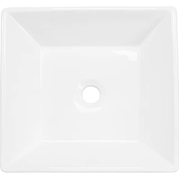 ML-Design Waschbecken aus Keramik in Weiß glänzend 41x41x12 cm Quadratisch, Moderne Aufsatzwaschbecken, Design Waschtisch Aufsatz-Waschschale Waschplatz Handwaschbecken, für das Badezimmer/Gäste-WC – Bild 2