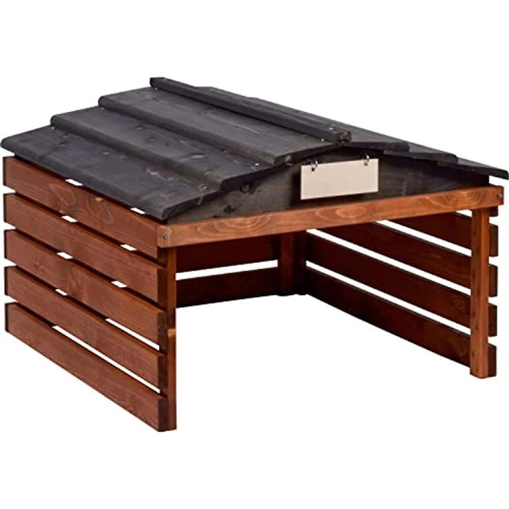 dobar 56193e Mährobotergarage mit abnehmbarem Dach - Rasenroboter Unterstand Massivholz - Rasenmäher Garage - Automower Überdachung - 78,5 x 74 x 52,5 cm - Braun/Schwarz – Bild 3