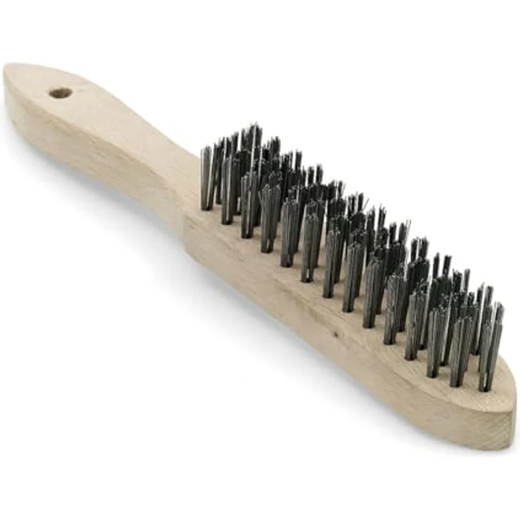 Nölle Handdrahtbürste Stahl glatt 6 Reihen, robuste Drahtborsten mit ergonomischem Holzgriff – Bild 2