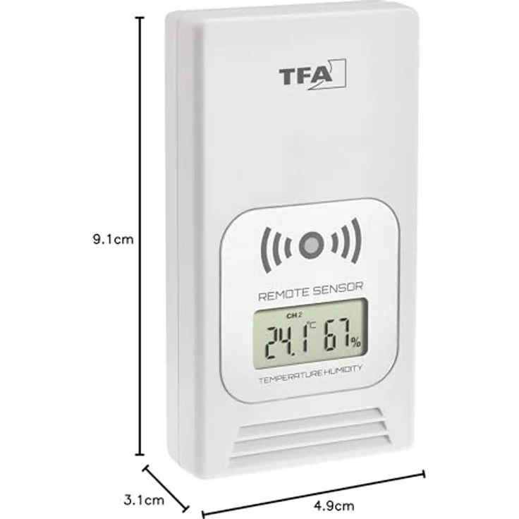 TFA Dostmann Temperatursender mit Display, kabelloser Außensender für Funk-Wetterstationen, weiß – Bild 3