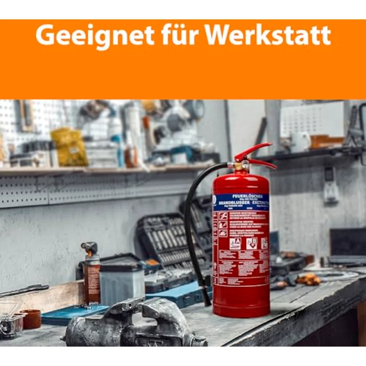 Smartwares ABC Feuerlöscher 6 Kg- Pulverlöscher mit Halterung, Manometer und Schlauch, BB6 – Bild 5