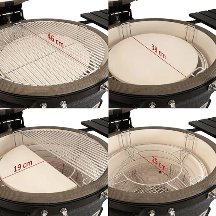 BBQ-Toro Kamado Grill Holzkohlegrill "Yuro" Ø 56 cm mit Seitenablagen, Thermometer | matt schwarz | Bubble Frosted Glaze | Ceramic Grill mit Rollen, Keramikgrill, BBQ Keramik Grill, Kugelgrill – Bild 4