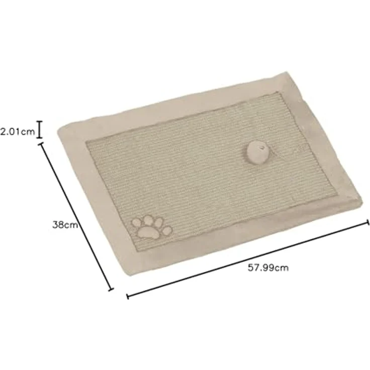 Nobby 63031-02 Kratzmatte, 58 x 38 cm, beige, Sisal Kratzfläche mit Spielkugel, wandmontierbar oder freistehend – Bild 3