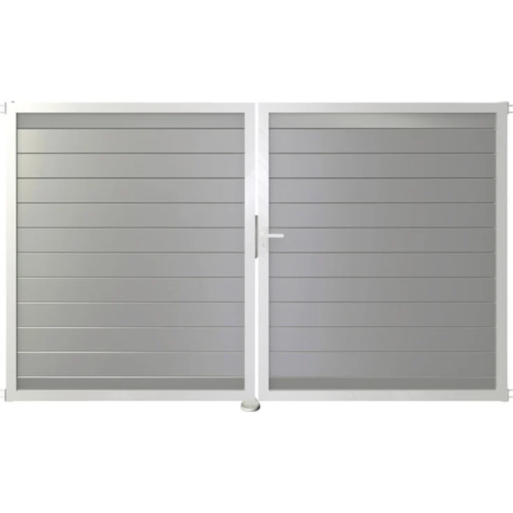 GROEN & JANSSEN Doppeltor GroJa Lumino, 2-flügelig, Aluminium EV1, DIN rechts, 300 x 180 cm, silbergrau