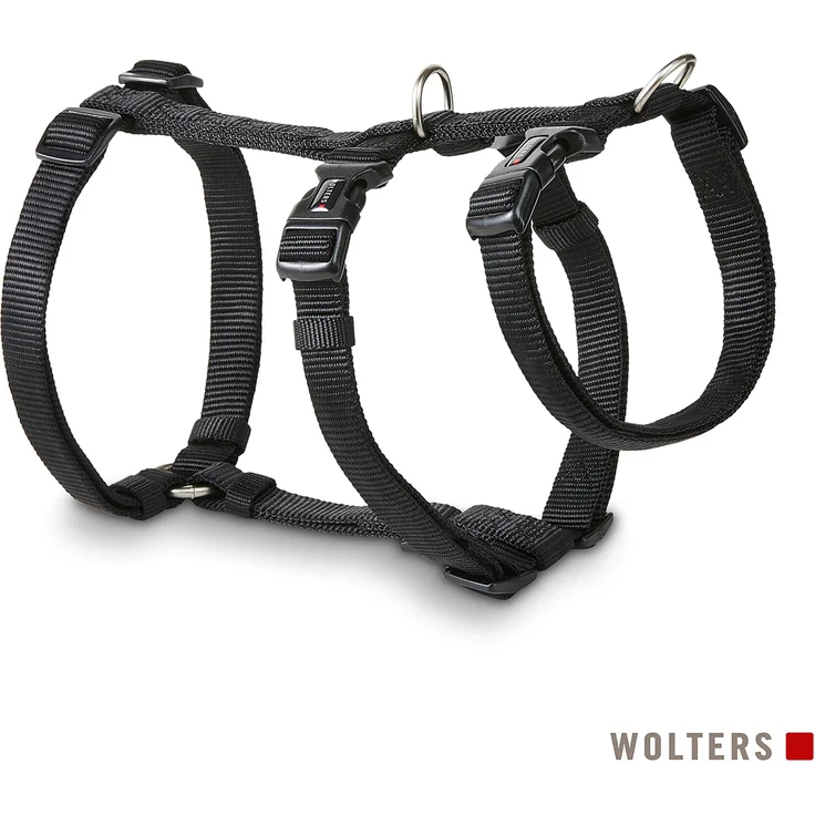 Wolters Professional Hundegeschirr No Escape Gr.XL, stufenlos verstellbar, 100% Nylon, schwarz, mit Halsband + Leine