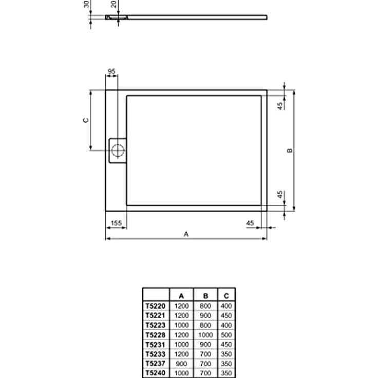 Ideal Standard, Duschwanne, Ultra Flat S i.life Rechteck-Brausewanne, 900x700x30mm, T5237 in Carraraweiß – Bild 3