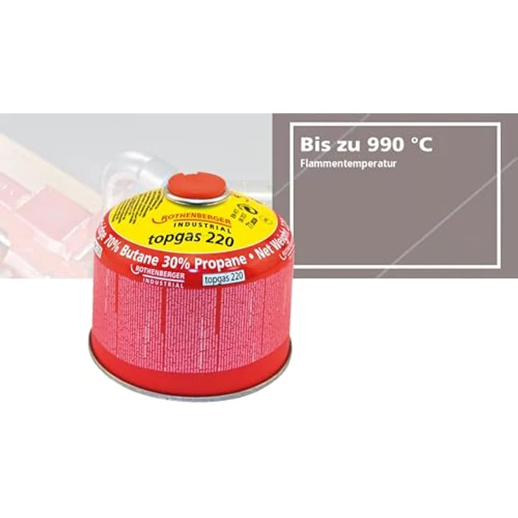 ROTHENBERGER Industrial Top Gas Schraub-Gaskartusche 370 ml, 7/16" EU, Gasgemisch 30% Propan / 70% Butan, 4 Stück – Bild 5
