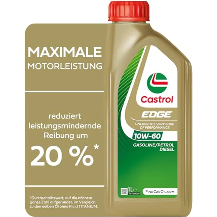 Castrol Motoröl EDGE 10W-60 Supercar, Hochleistungs-Motoröl auf Basis Synthesetechnologie, 1L