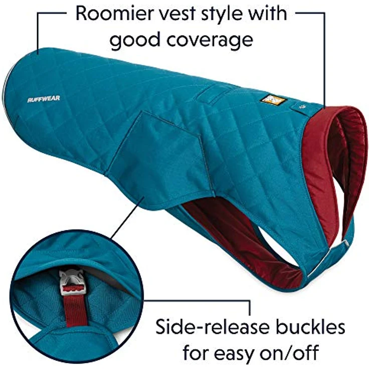 RUFFWEAR Stumptown Jacket, Warmer und Abriebfester Hundemantel für Klare Kalte Tage, Metolius Blue, XX-Small – Bild 4