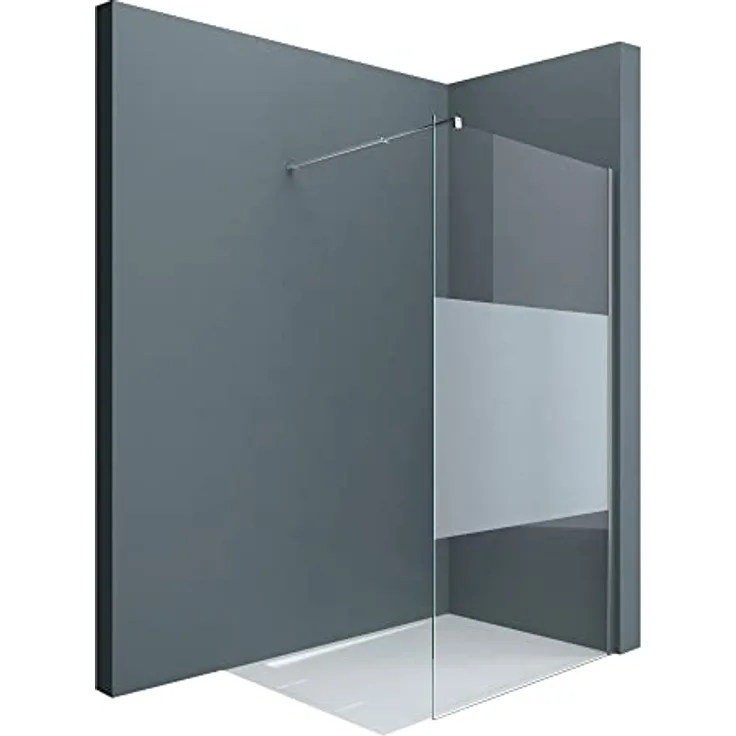 doporro Luxus Duschwand Duschabtrennung Bremen1MS 80x200 Walk-In Dusche mit Stabilisator aus Echtglas 8mm ESG-Sicherheitsglas Klarglas inkl. Nanobeschichtung