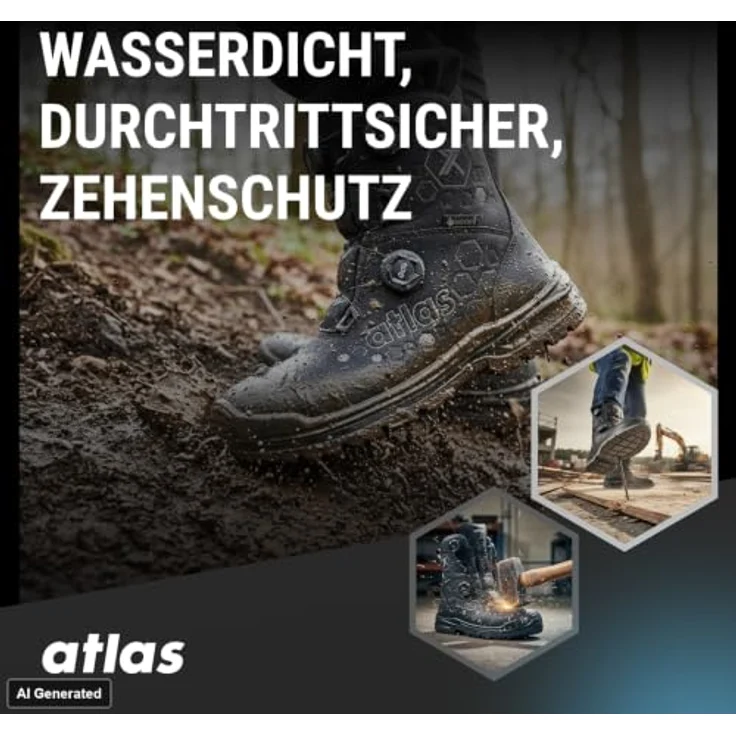 ATLAS XT 1050 BOA GTX Sicherheitsstiefel, Gr. 45, S3 SRC, metallfreie Durchtritthemmung, Gore-Tex, schwarz/anthrazit – Bild 4