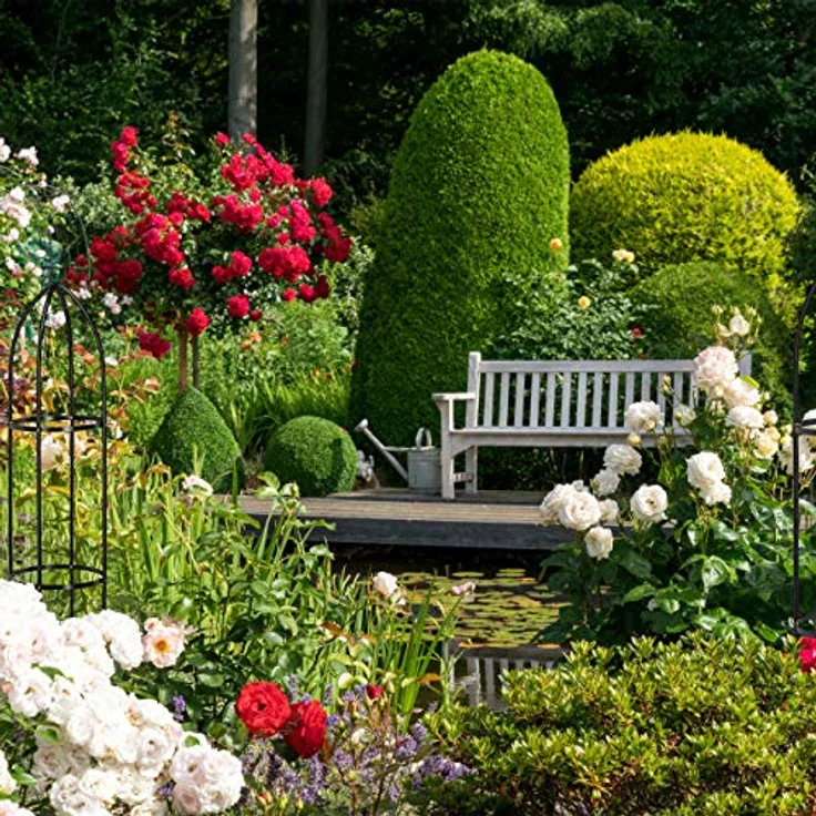 Relaxdays Rankturm 2er Set, freistehend, Rankhilfe für Rosen, Kletterpflanzen, wetterfest, H: 139 cm & 149 cm, schwarz – Bild 2