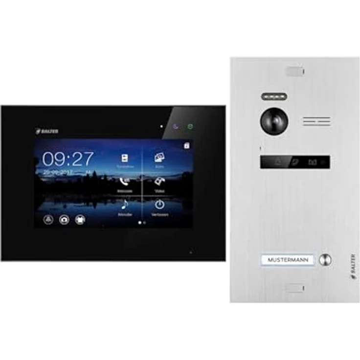 Balter EVO Video Türsprechanlage, 7 Zoll Touchscreen Monitor mit WLAN, 150° Weitwinkel-Kamera, 2-Draht Bus, Türstation für 1 Familienhaus, Silber-Schwarz – Bild 1