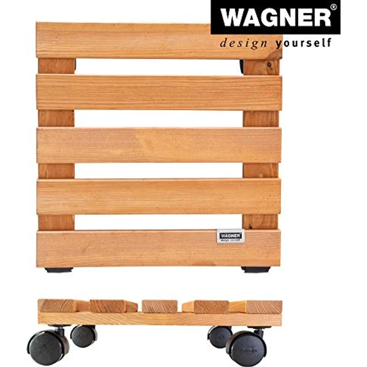 WAGNER Pflanzenroller Toscana 29 x 29 cm I Pflanzenroller & Blumenroller für Außenbereich + Innenbereich, Kiefer Terracotta I Kübelroller aus Holz I Tragkraft 100 kg I Made in EU ? 20015201 – Bild 5