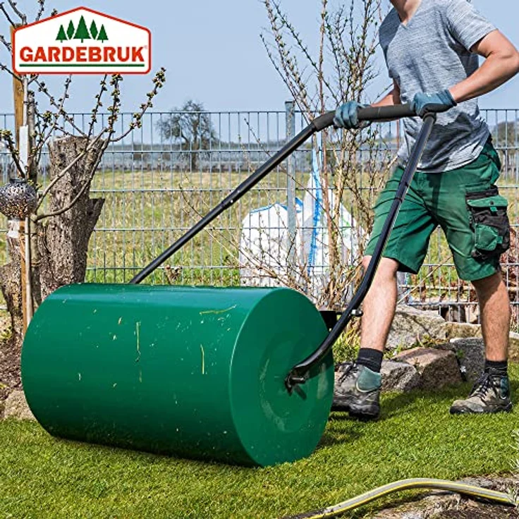 Gardebruk Rasenwalze 60cm 50L gepolsterter Griff Schmutzabweiser befüllbar Handwalze Rasenroller Gartenwalze Ackerwalze – Bild 2