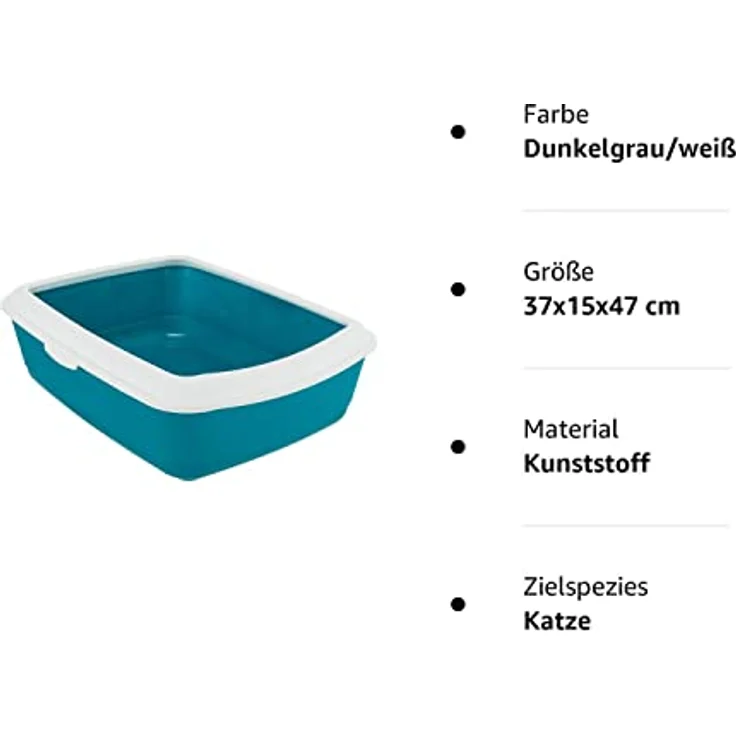 Trixie 40184 Katzentoilette Classic mit Rand, 37x15x47 cm, dunkelgrau/weiß – Bild 2