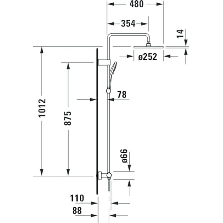 Duravit Duschsystem, Duschinstallation mit Thermostatkartusche, Aufputz-Wandmontage, HeatLock-Funktion und drei Strahlarten – Bild 3
