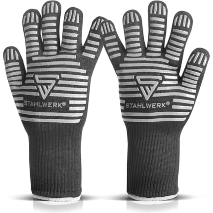 STAHLWERK Hitzebeständige Arbeits- und Thermohandschuhe, feuerfest bis 800°C, EN 407:2004, aus robustem ARAMID-Gewebe, rutschfest und komfortabel – Bild 1