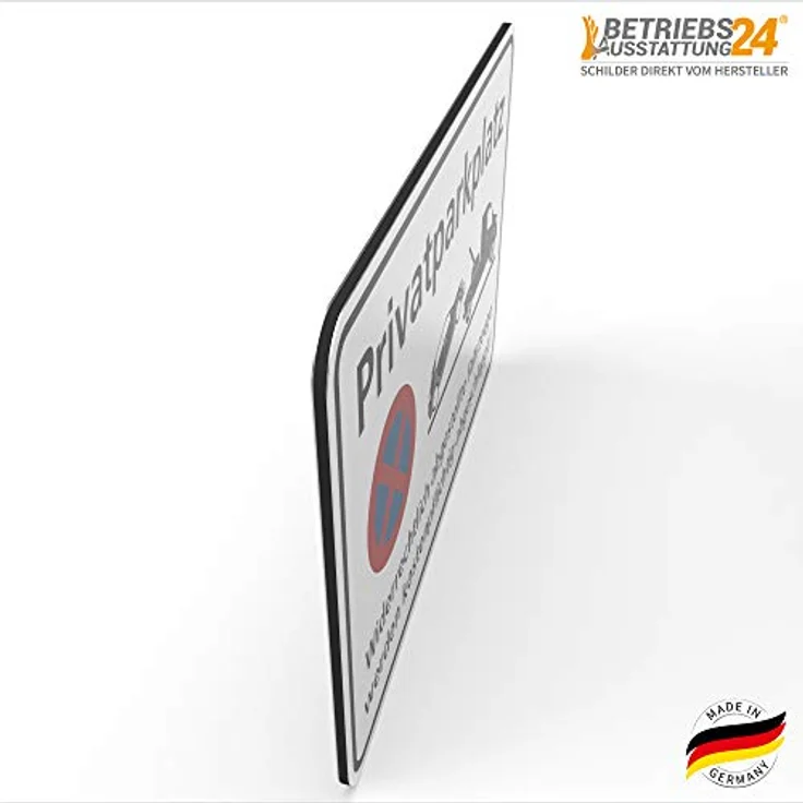 Betriebsausstattung24® Halteverbotsschild Privatparkplatz - Widerrechtlich abgestellte Fahrzeuge werden kostenpflichtig abgeschleppt! | Querformat 30,0 x 20,0 cm | 2mm | Aluminium Verbundplatte | Weiß – Bild 3