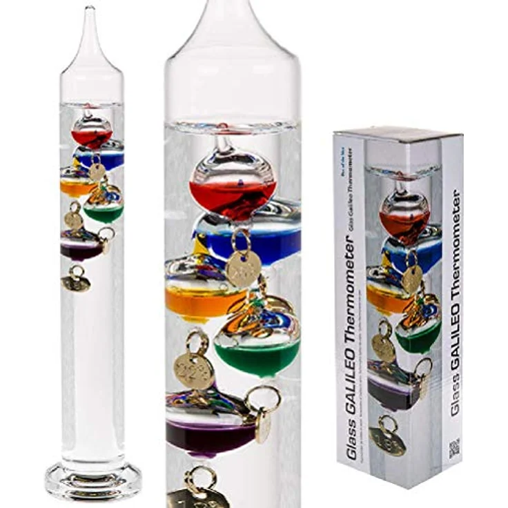 Ootb Galileothermometer, Transparent, Thermometer + Hygrometer mit Glaskugeln als dekoratives Messgerät – Bild 2