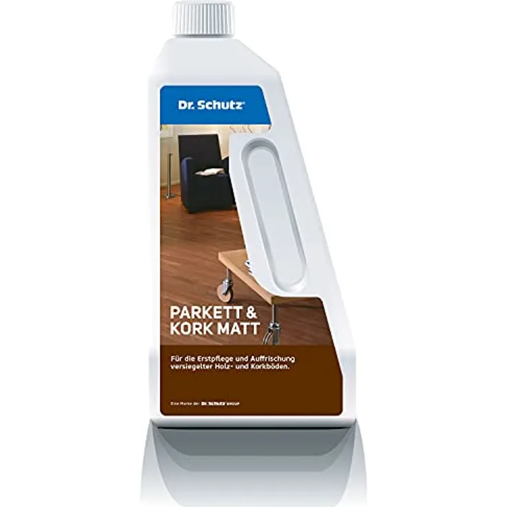 Dr. Schutz Parkett und Kork Matt 750 ml | bildet matten Pflegefilm | Schutz vor Kratzern & Gehspuren | für wasserfest versiegelte Parkettböden & Korkböden | Holzpolitur Bodenreiniger Parkettpflege