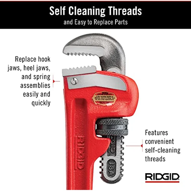 RIDGID 31005 Modell 8'' gerade Rohrzange für schwere Beanspruchung, 8'' Sanitär-Schraubenschlüssel – Bild 6