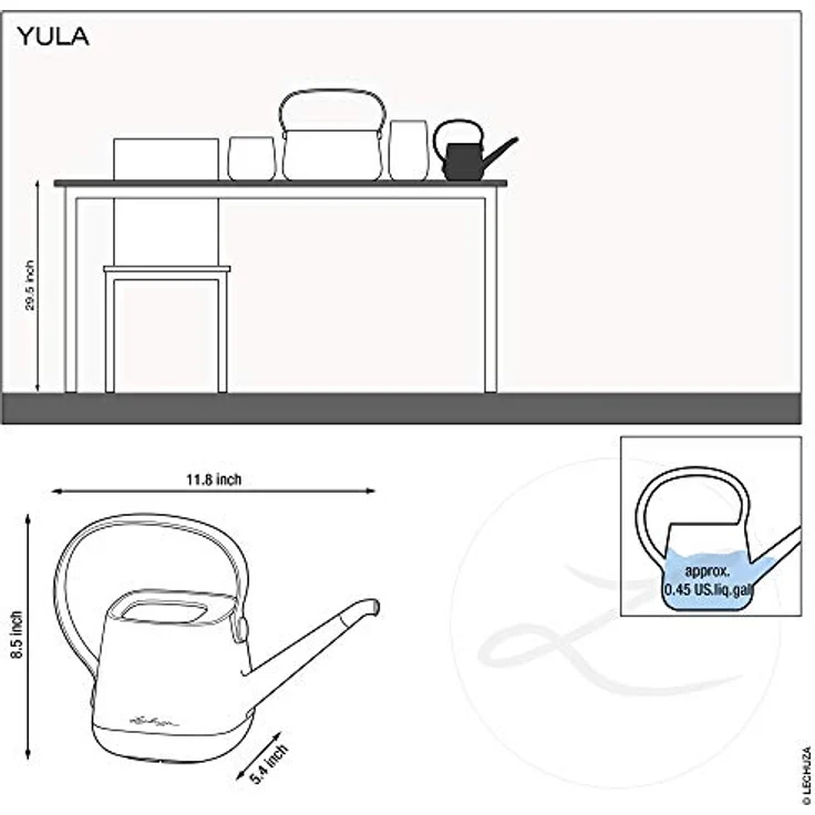 LECHUZA YULA Gießkanne, Hochwertiger Kunststoff, Weiß-Pistaziengrün, 1,7 l Fassungsvermögen, Mit Tropfschutz, 13870 – Bild 4