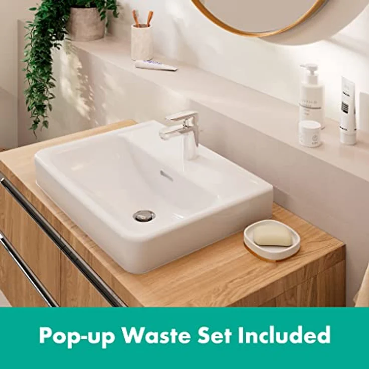 hansgrohe Vernis Blend Spültischarmatur, mit Zugstangen-Ablaufgarnitur, EcoSmart, schwenkbarer Strahlformer, Chrom – Bild 2