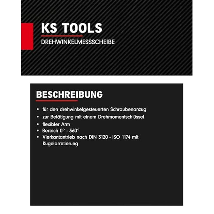 KS Tools 1/2" Drehmomentschlüssel mit Drehwinkelmessscheibe und Magnetarm, flexibler Arm von 0°-360° – Bild 5
