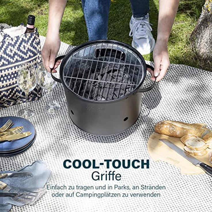 Runder Hybridgrill - als Elektro oder Holzkohlegrill für Garten Balkon Camping – Bild 5