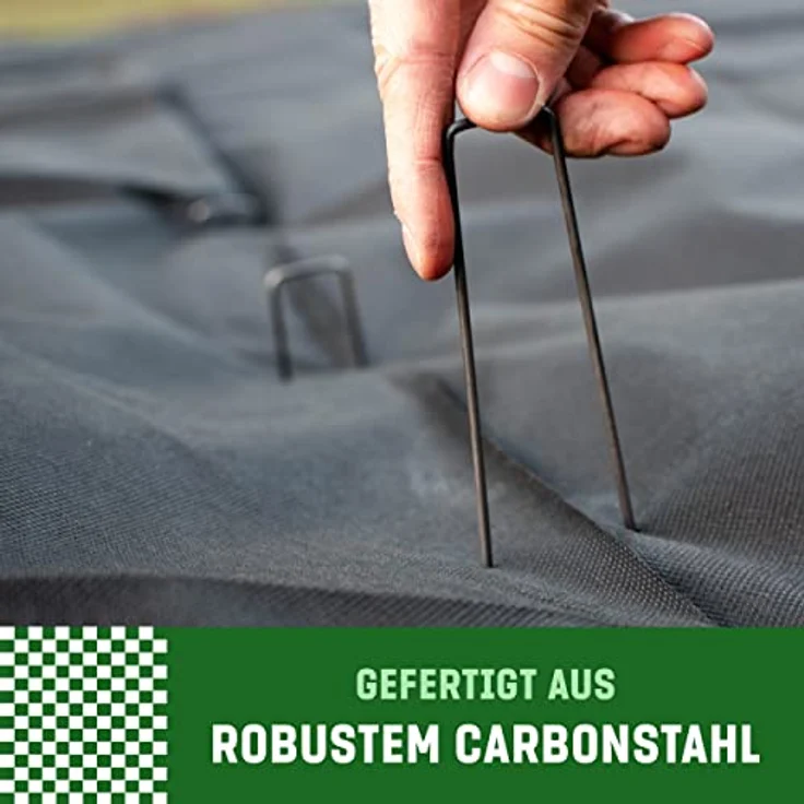 GardenGloss® Erdanker aus Stahl unverzinkt, stabile Bodenanker für Unkrautvlies und Zaun, 150 mm lang, 25 mm breit, Ø 2.7 mm, schwarz, 250 Stück – Bild 3