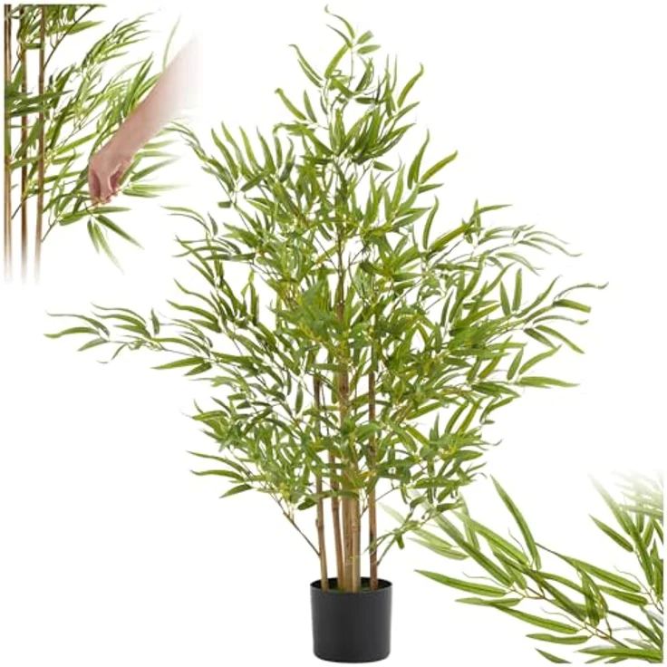 tectake® Bambus künstliche Zimmerpflanzen, Fake Plant - 120 cm, naturgetreuer Bambusbaum, vielseitige Dekoration für jeden Raum – Bild 1