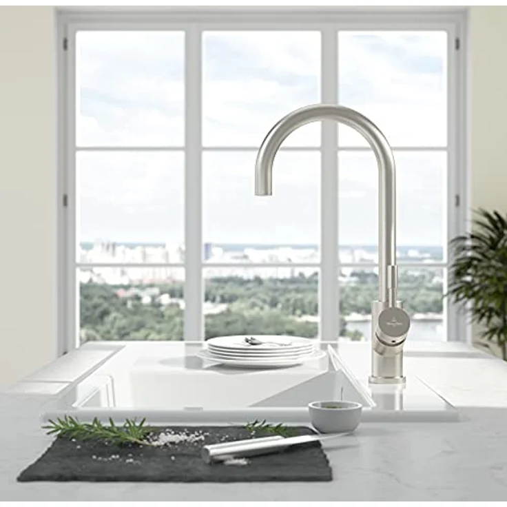 Villeroy & Boch Küchenarmatur Umbrella, Hochdruck Einhebelmischer mit schwenkbarem Auslauf, Edelstahl massiv – Bild 3