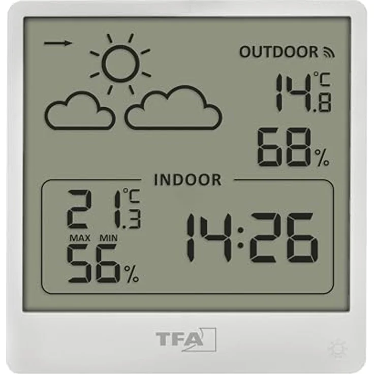 TFA Funk-Wetterstation, Wetterstation mit Innen- und Aussenfeuchtemessung, Reichweite bis 60 m, Mehrfarbig – Bild 2