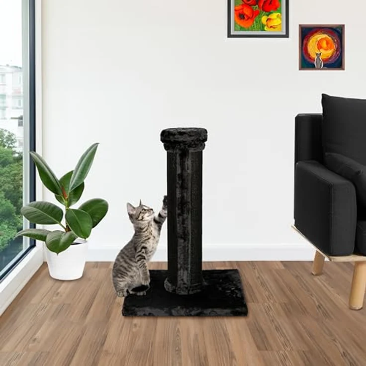 dobar® Premium Katzen-Kratzbaum Scratchy aus Holz mit extra großen Kratz-Stämmen - Geeignet für große Katzen - 35 x 60 x 100 cm, in außergewöhnlichem Design – Bild 4