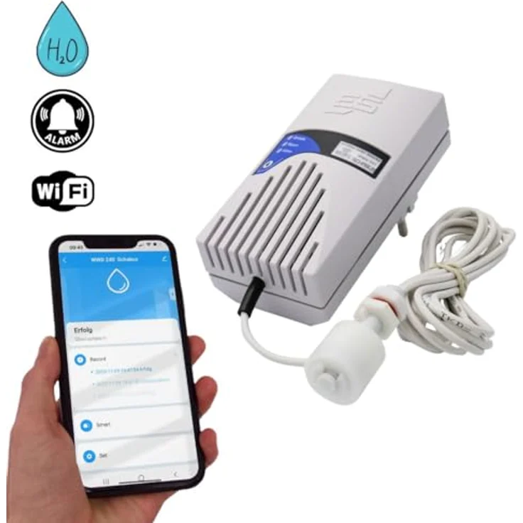 Schabus WWD 241 Smart Wassermelder, akustischer Alarm (90 dB), optische Warnung, WLAN-Anbindung, für Wasser & Öle, einfache Installation – Bild 3