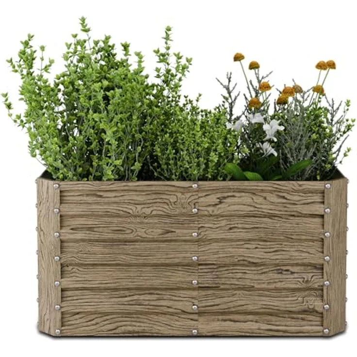 Blumfeldt High Grow Straight Hochbeet, 432 L Metall In Holzoptik, Verzinkter Stahl, Ideale Bodenstruktur & Ergonomisches Design – Bild 1