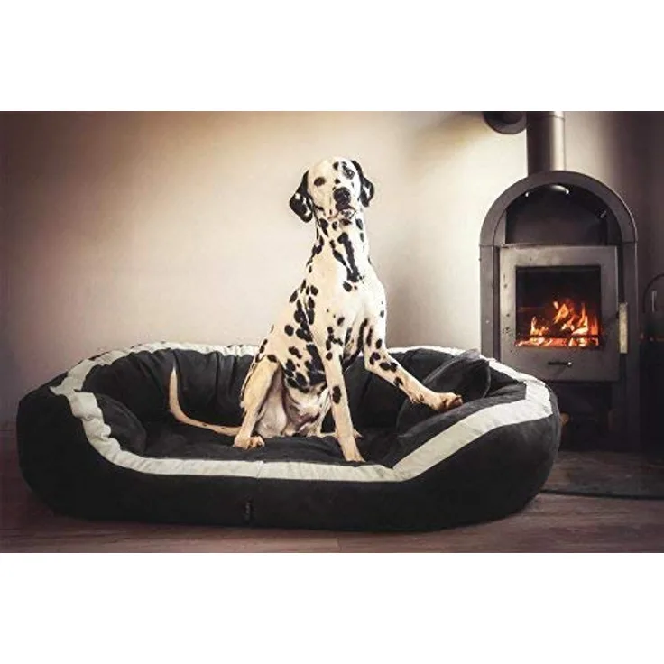 tierlando® Pepper Orthopädisches Hundebett Hundesofa VISCO XL Velours Mega Dick & Weich Graphit 110cm L Velours MEGA DICK & WEICH