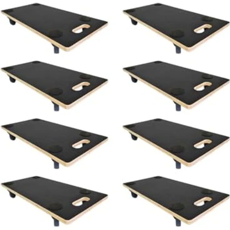 PROREGAL Mega Deal 8x Profi Transportroller, 4 Lenkrollen, Traglast 200 kg, Siebdruck Holzplatte, Schwarz, HxBxT 11,5 x 30 x 60 cm